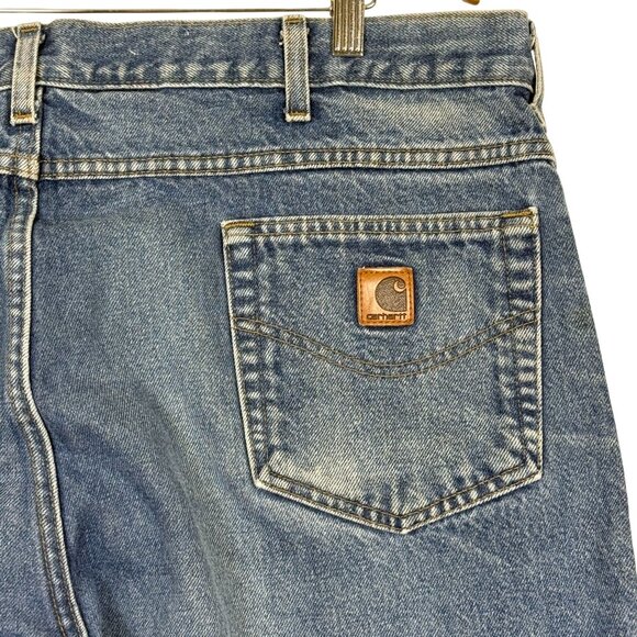 Carhartt Men's Relaxed Fit B17 Work Jeans 42x34 Tapered Leg Cotton Blue - Picture 8 of 10